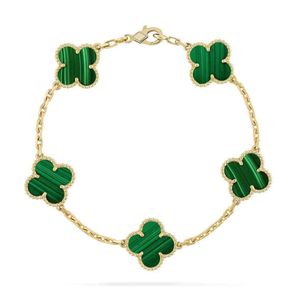 [Saipan]LUCKY CLOVER 5-MOTIF BRACELET - MALACHITE COLLECTION