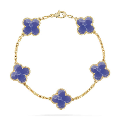 [Saipan]LUCKY CLOVER 5-MOTIF BRACELET - BLUE LARIMAR COLLECTION