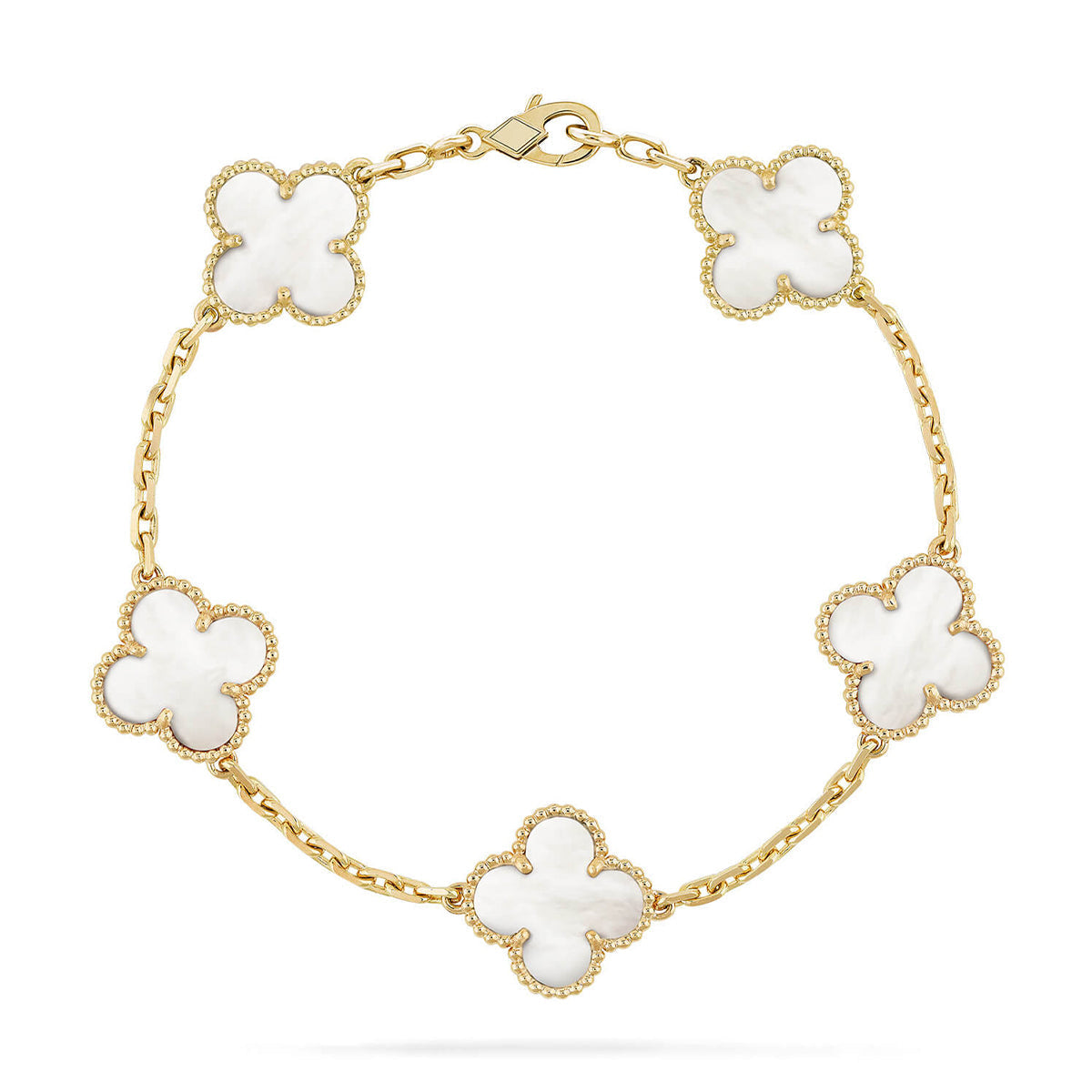 [Saipan]LUCKY CLOVER 5-MOTIF BRACELET - WHITE MOTHER-OF-PEARL COLLECTION