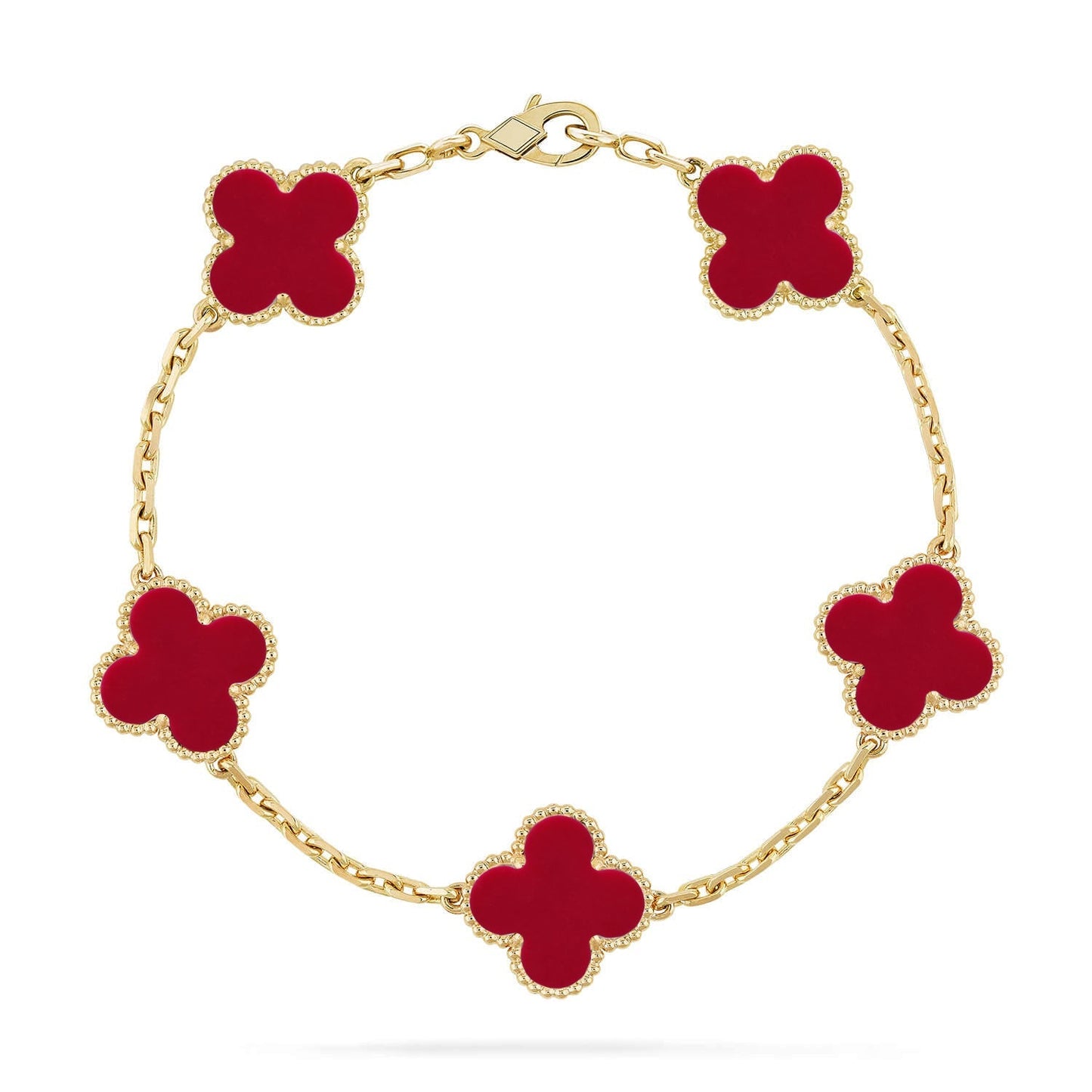 [Saipan]LUCKY CLOVER 5-MOTIF BRACELET - RED CARNELIAN COLLECTION