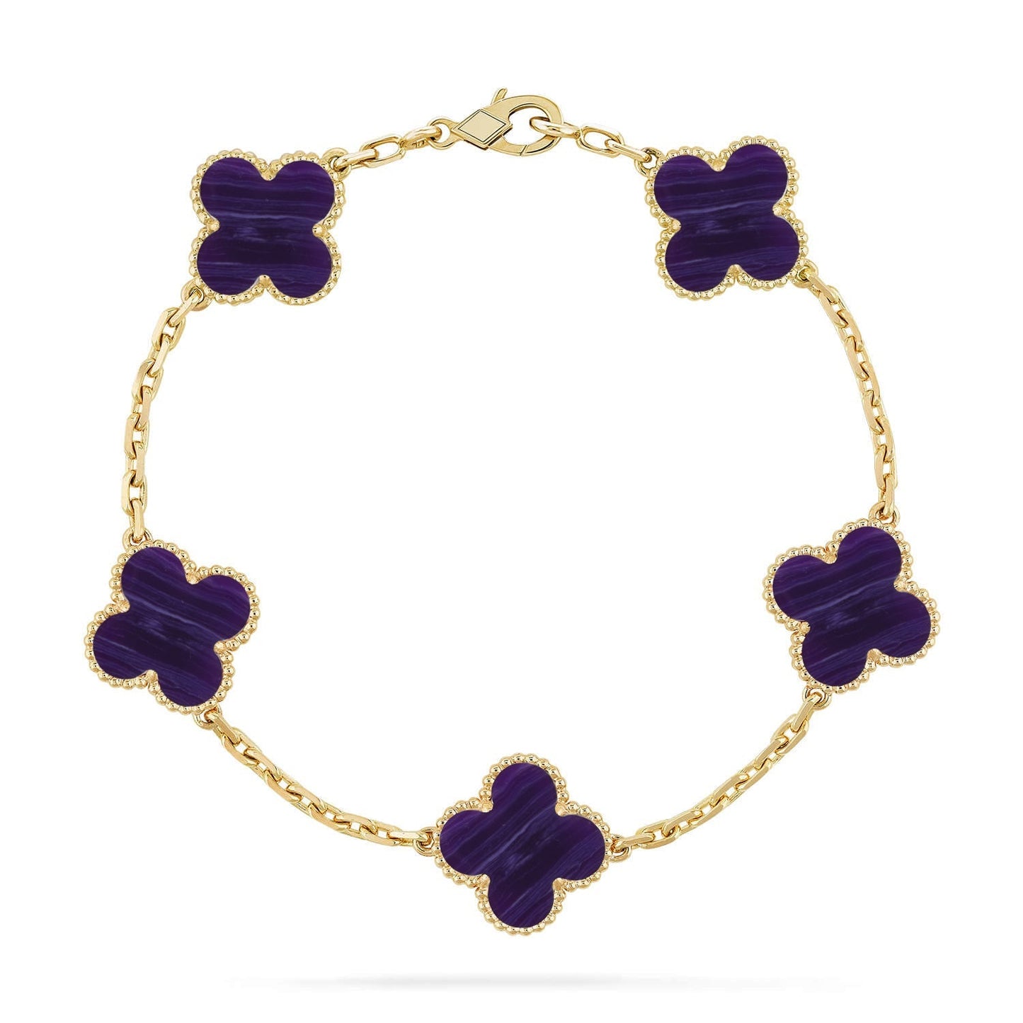 [Saipan]LUCKY CLOVER 5-MOTIF BRACELET - CHAROITE COLLECTION