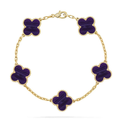 [Saipan]LUCKY CLOVER 5-MOTIF BRACELET - CHAROITE COLLECTION