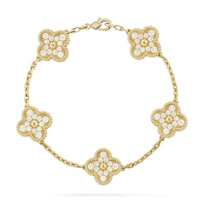 [Saipan]LUCKY CLOVER 5-MOTIF BRACELET - FULL-DIAMOND