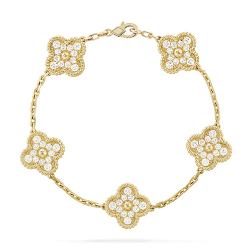 [Saipan]LUCKY CLOVER 5-MOTIF BRACELET - FULL-DIAMOND