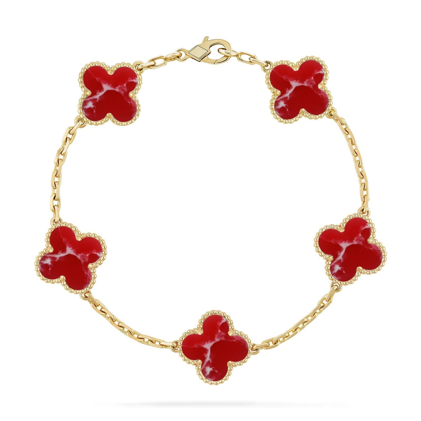 [Saipan]LUCKY CLOVER 5-MOTIF BRACELET - RED LARIMAR COLLECTION