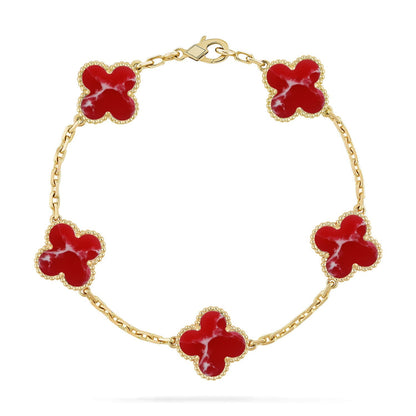[Saipan]LUCKY CLOVER 5-MOTIF BRACELET - RED LARIMAR COLLECTION