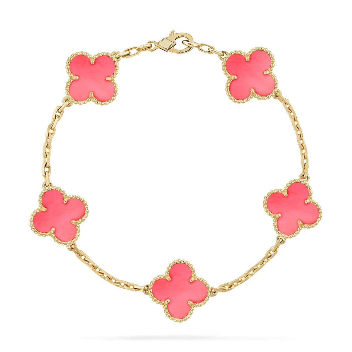 [Saipan]LUCKY CLOVER 5-MOTIF BRACELET - PINK MOTHER-OF-PEARL COLLECTION