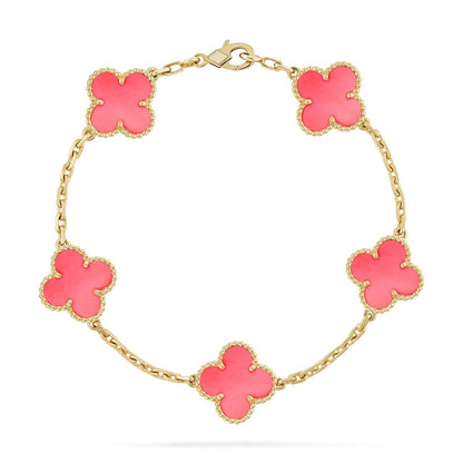 [Saipan]LUCKY CLOVER 5-MOTIF BRACELET - PINK MOTHER-OF-PEARL COLLECTION