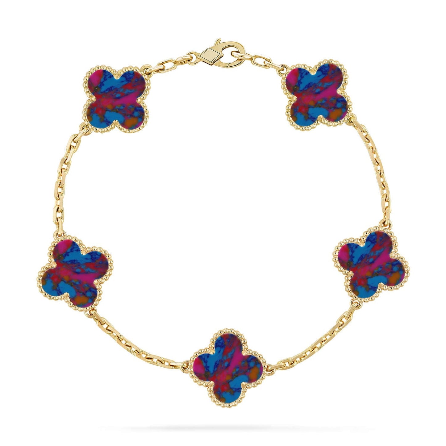 [Saipan]LUCKY CLOVER 5-MOTIF BRACELET - MULTI-GEM COLLECTION