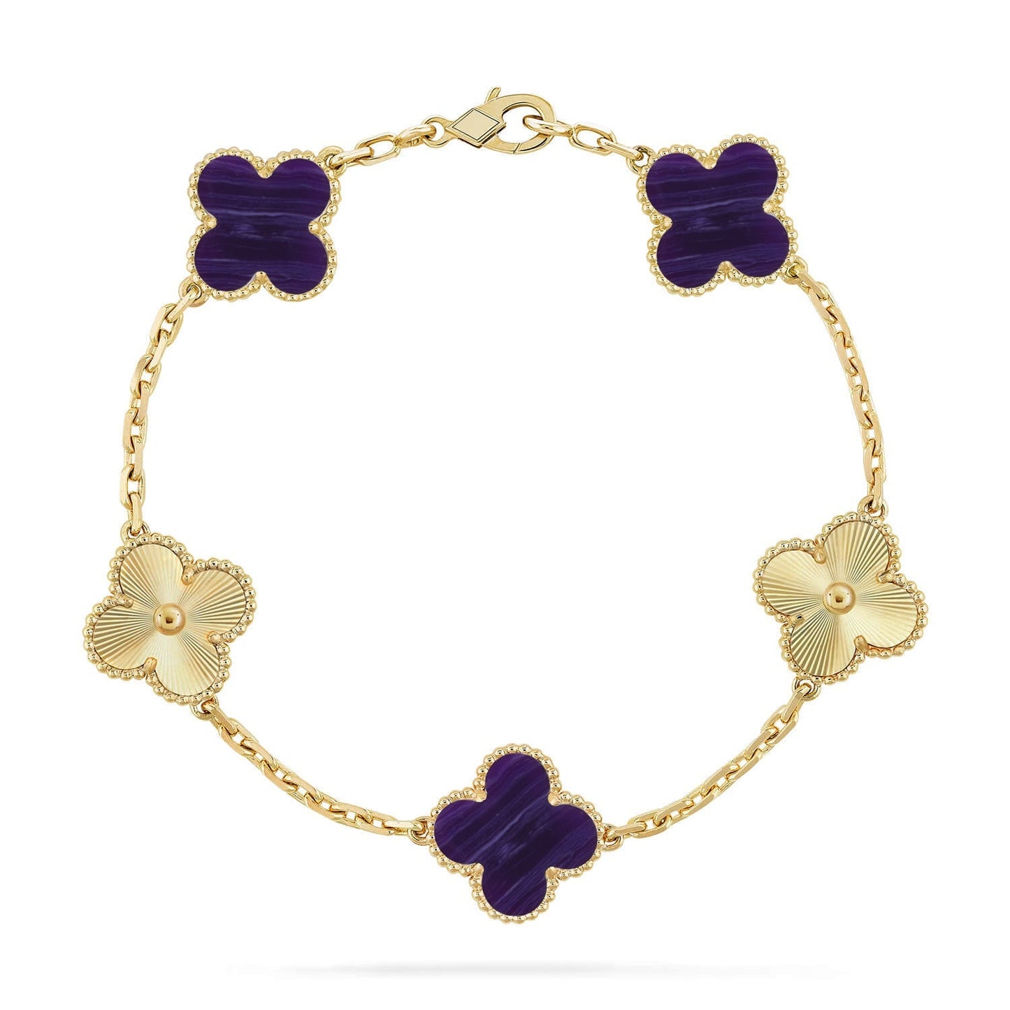 [Saipan]LUCKY CLOVER 5-MOTIF BRACELET - CHAROITE COLLECTION