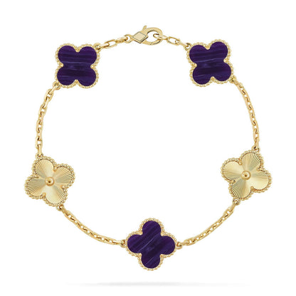 [Saipan]LUCKY CLOVER 5-MOTIF BRACELET - CHAROITE COLLECTION