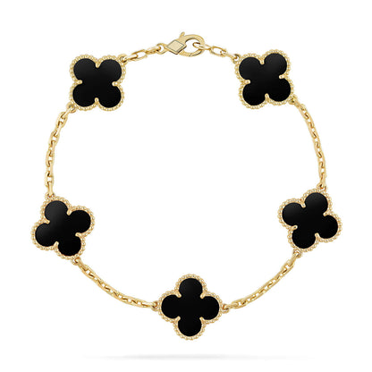 [Saipan]LUCKY CLOVER 5-MOTIF BRACELET - BLACK OXNY COLLECTION