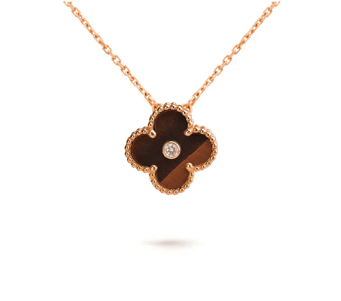 [Saipan]15MM CLOVER FLOWER DIAMOND PENDANT NECKLACE COLLECTION