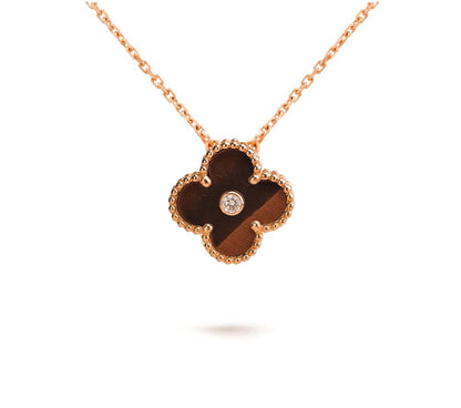 [Saipan]15MM CLOVER FLOWER DIAMOND PENDANT NECKLACE COLLECTION