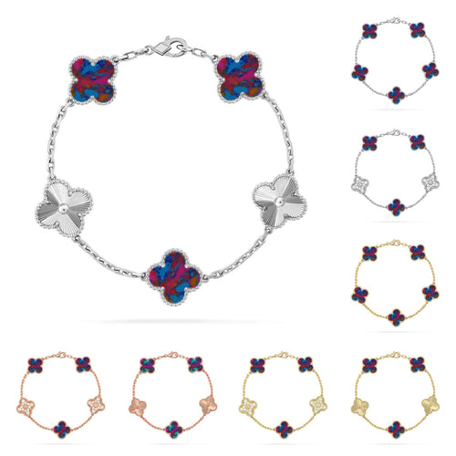[Saipan]LUCKY CLOVER 5-MOTIF BRACELET - MULTI-GEM COLLECTION
