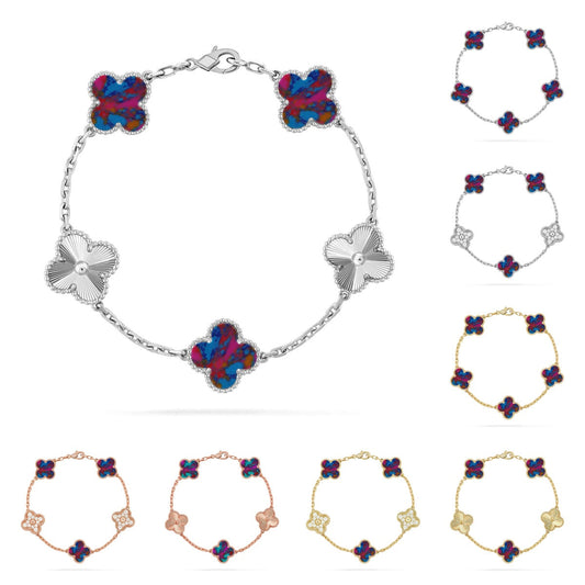 [Saipan]LUCKY CLOVER 5-MOTIF BRACELET - MULTI-GEM COLLECTION