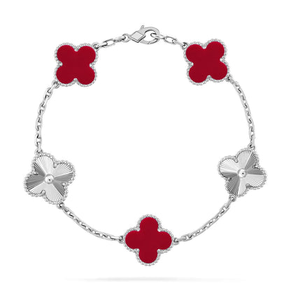 [Saipan]LUCKY CLOVER 5-MOTIF BRACELET - RED CARNELIAN COLLECTION