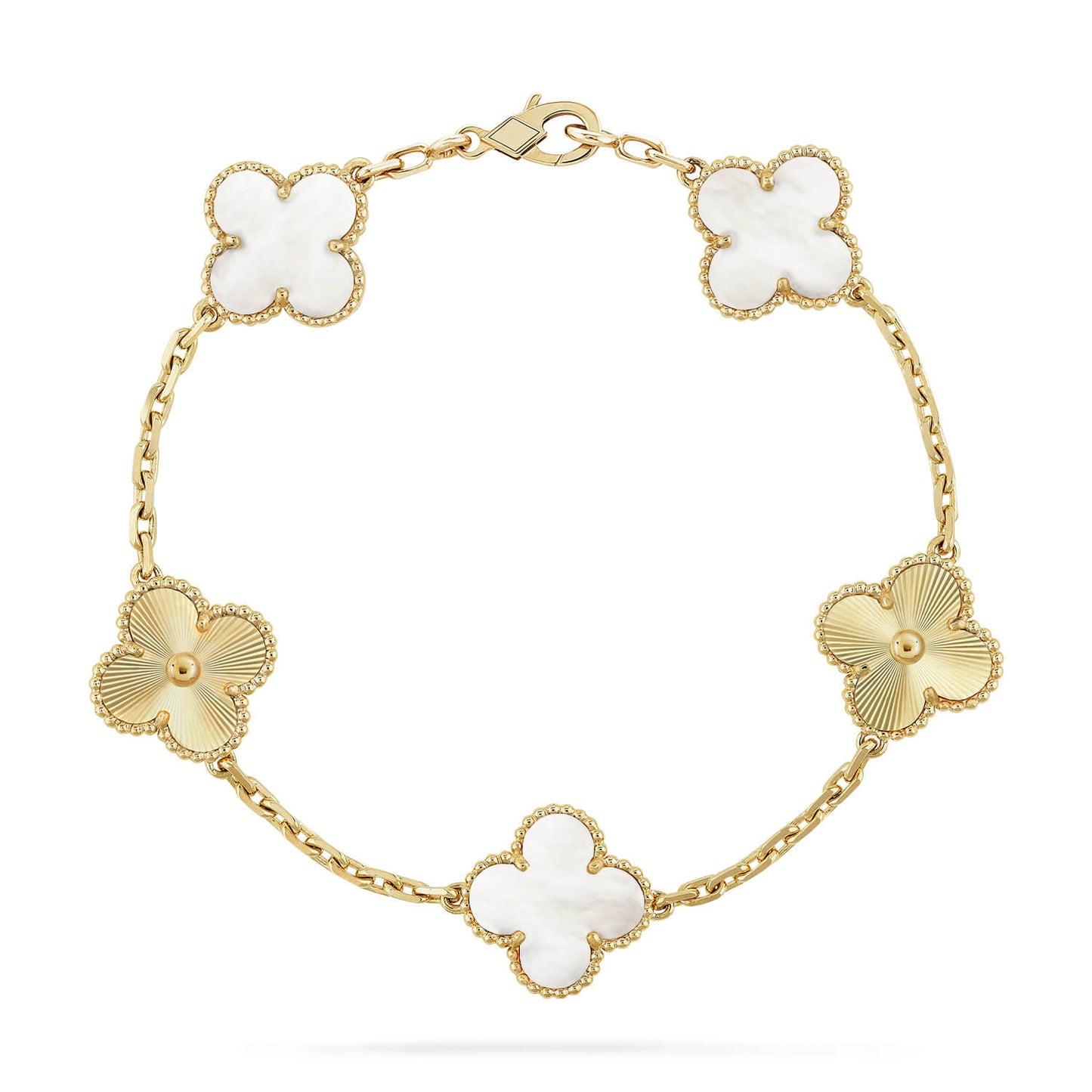 [Saipan]LUCKY CLOVER 5-MOTIF BRACELET - WHITE MOTHER-OF-PEARL COLLECTION