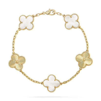 [Saipan]LUCKY CLOVER 5-MOTIF BRACELET - WHITE MOTHER-OF-PEARL COLLECTION