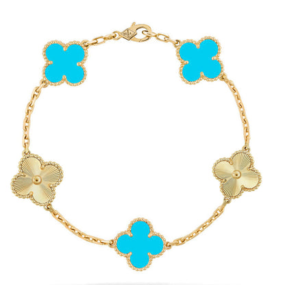 [Saipan]LUCKY CLOVER 5-MOTIF BRACELET - TURQUOISE COLLECTION
