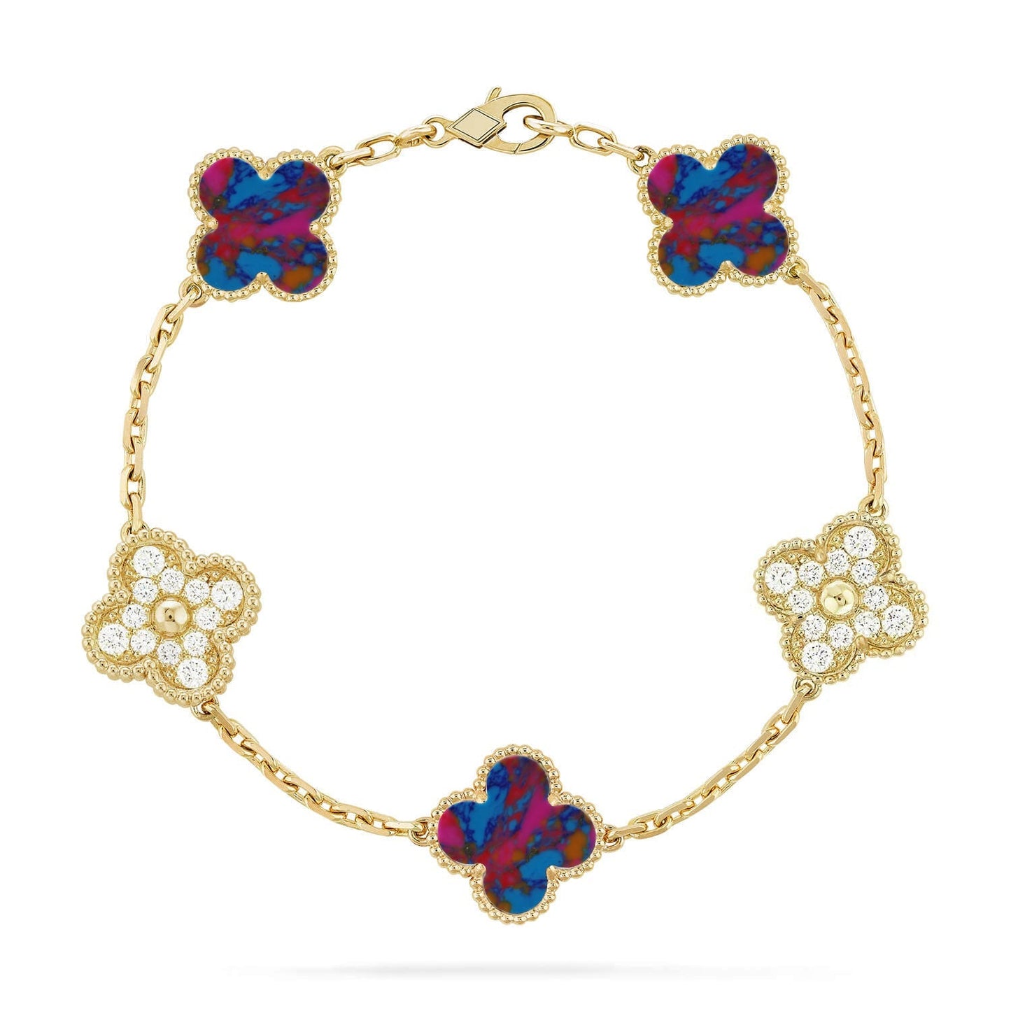 [Saipan]LUCKY CLOVER 5-MOTIF BRACELET - MULTI-GEM COLLECTION