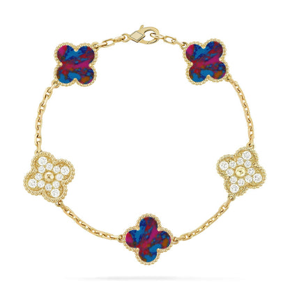 [Saipan]LUCKY CLOVER 5-MOTIF BRACELET - MULTI-GEM COLLECTION