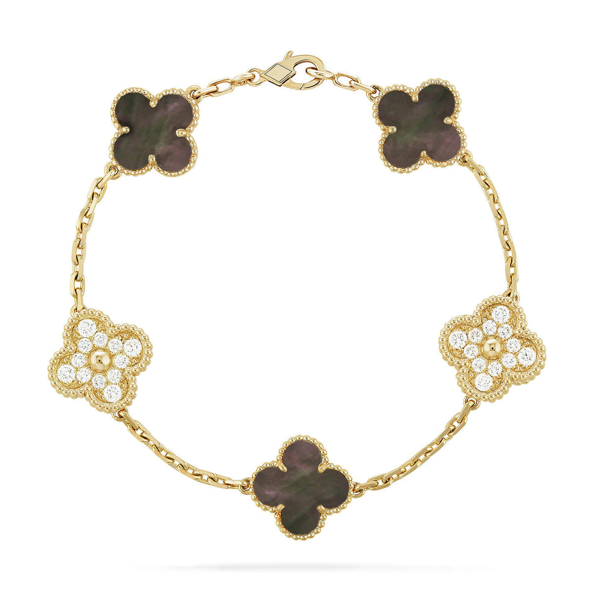 [Saipan]LUCKY CLOVER 5-MOTIF BRACELET - GREY MOTHER-OF-PEARL COLLECTION