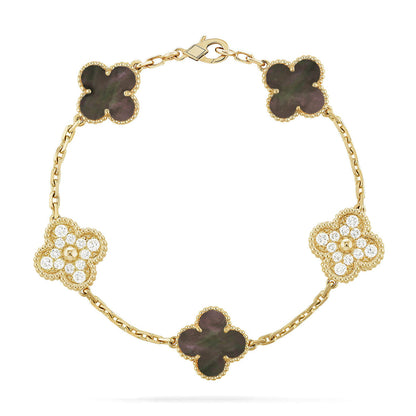 [Saipan]LUCKY CLOVER 5-MOTIF BRACELET - GREY MOTHER-OF-PEARL COLLECTION