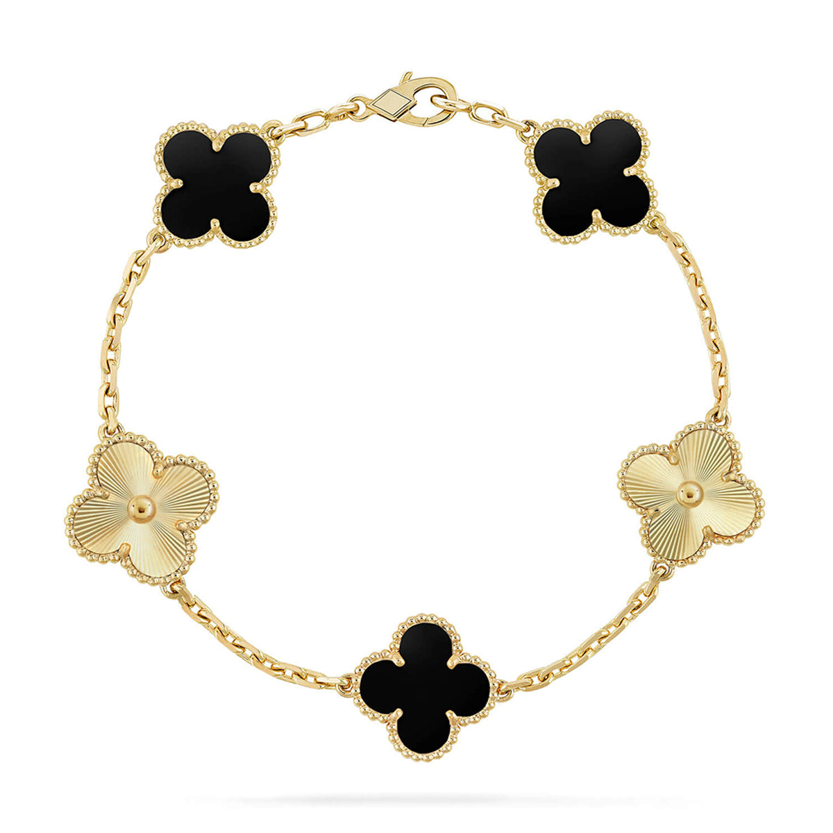 [Saipan]LUCKY CLOVER 5-MOTIF BRACELET - BLACK OXNY COLLECTION