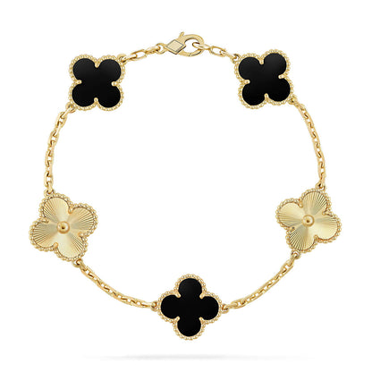 [Saipan]LUCKY CLOVER 5-MOTIF BRACELET - BLACK OXNY COLLECTION