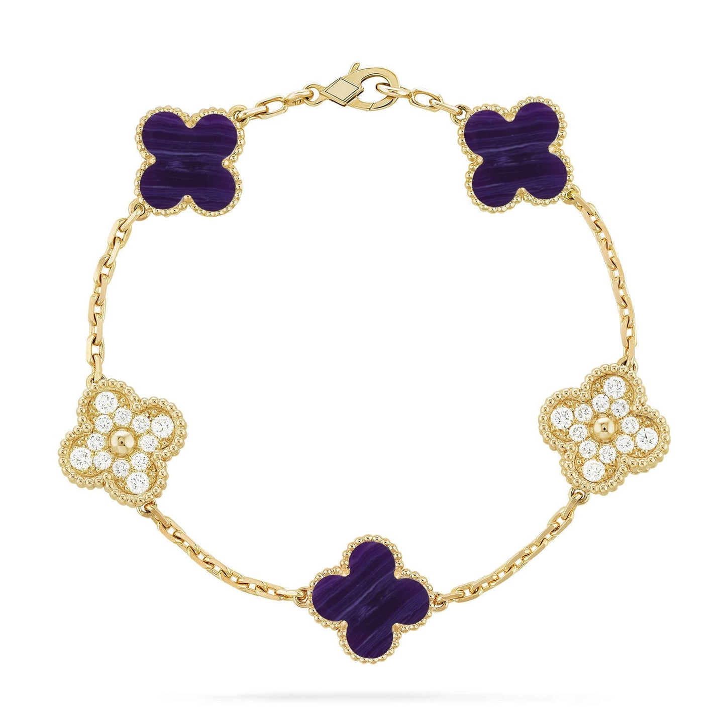 [Saipan]LUCKY CLOVER 5-MOTIF BRACELET - CHAROITE COLLECTION