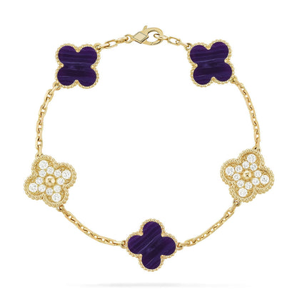 [Saipan]LUCKY CLOVER 5-MOTIF BRACELET - CHAROITE COLLECTION