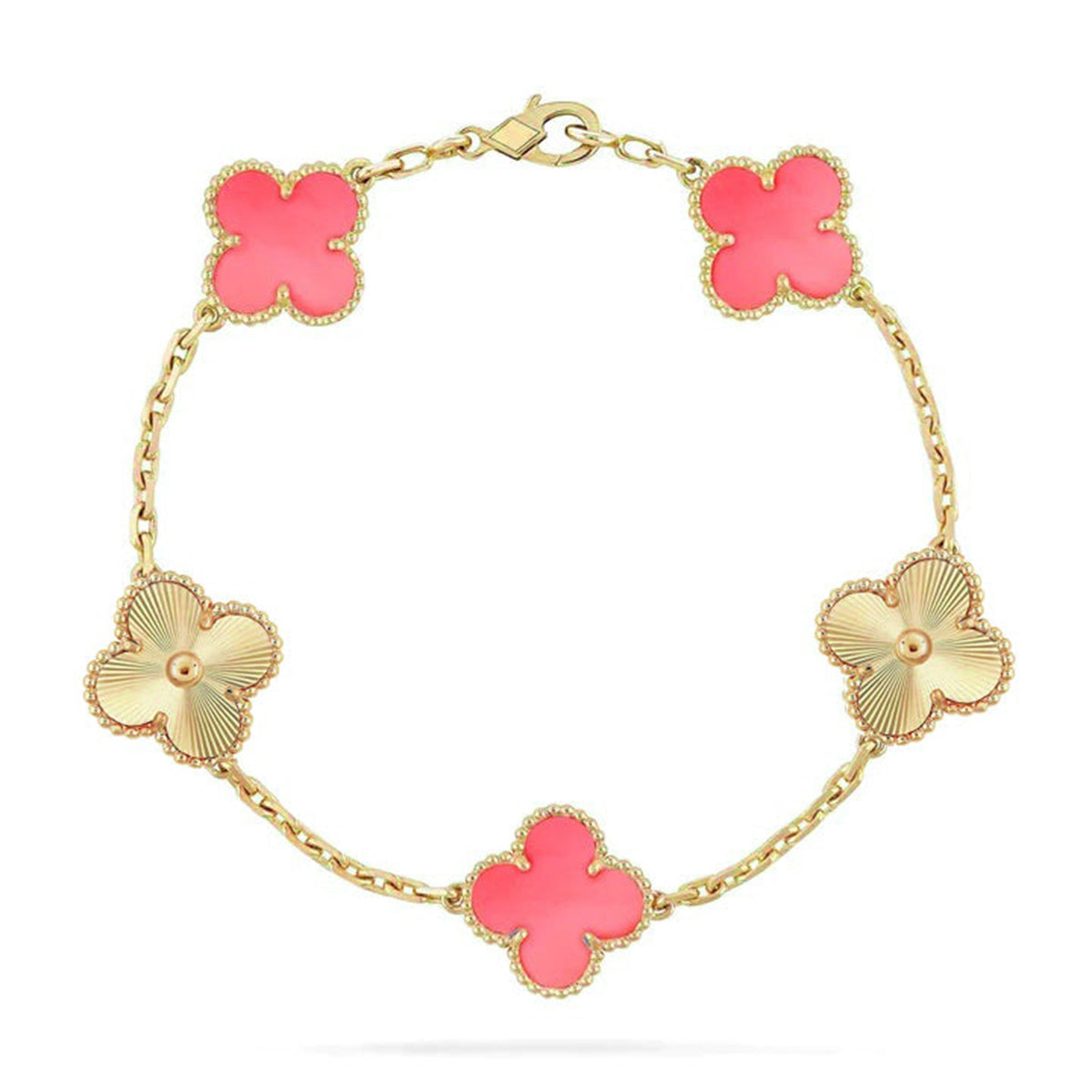 [Saipan]LUCKY CLOVER 5-MOTIF BRACELET - PINK MOTHER-OF-PEARL COLLECTION