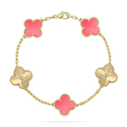 [Saipan]LUCKY CLOVER 5-MOTIF BRACELET - PINK MOTHER-OF-PEARL COLLECTION