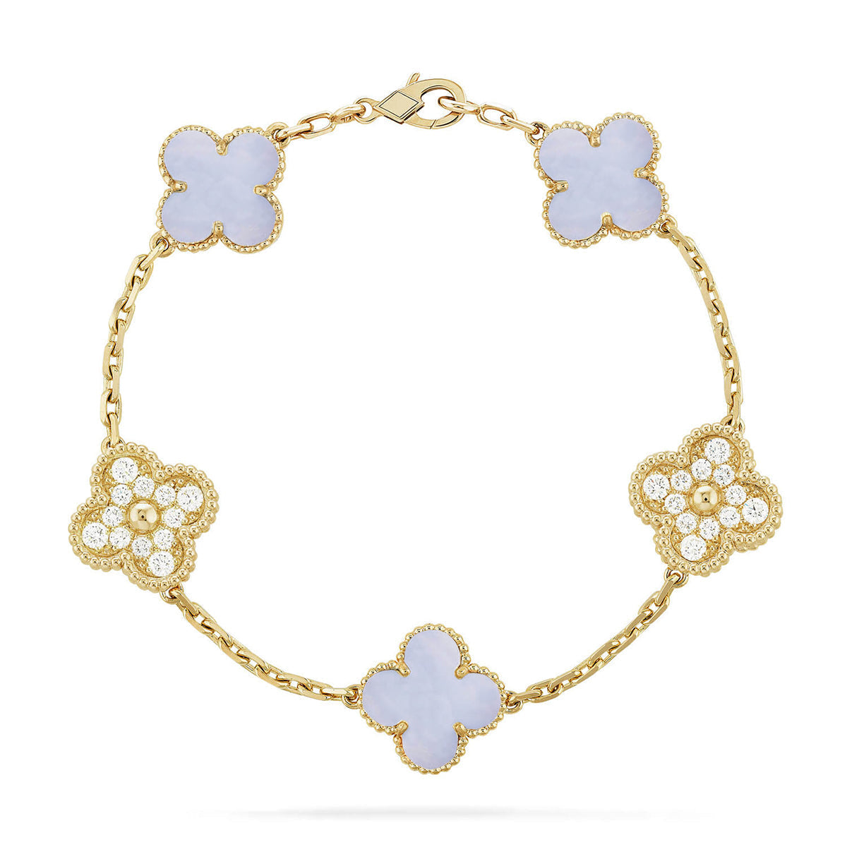 [Saipan]LUCKY CLOVER 5-MOTIF BRACELET - PURPLE CHALCEDONY COLLECTION