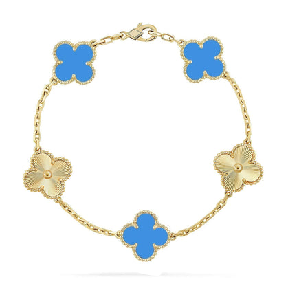 [Saipan]LUCKY CLOVER 5-MOTIF BRACELET - BLUE AGATE COLLECTION