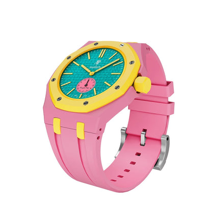 [Saipan]OAK POP EXCLUSIVE PINK AND YELLOW SILICONE STRAP