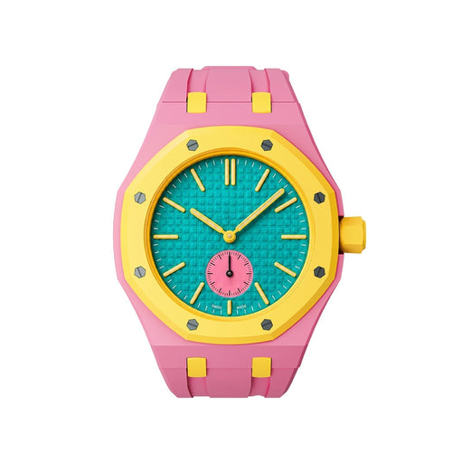 [Saipan]OAK POP EXCLUSIVE PINK AND YELLOW SILICONE STRAP