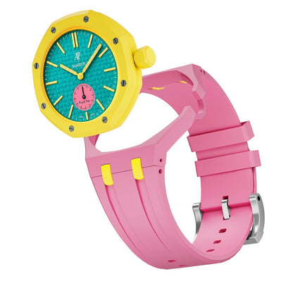 [Saipan]OAK POP EXCLUSIVE PINK AND YELLOW SILICONE STRAP