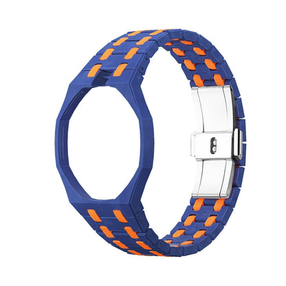 [Saipan]OAK POP EXCLUSIVE DARK BLUE AND ORANGE BIOCERAMIC STRAP