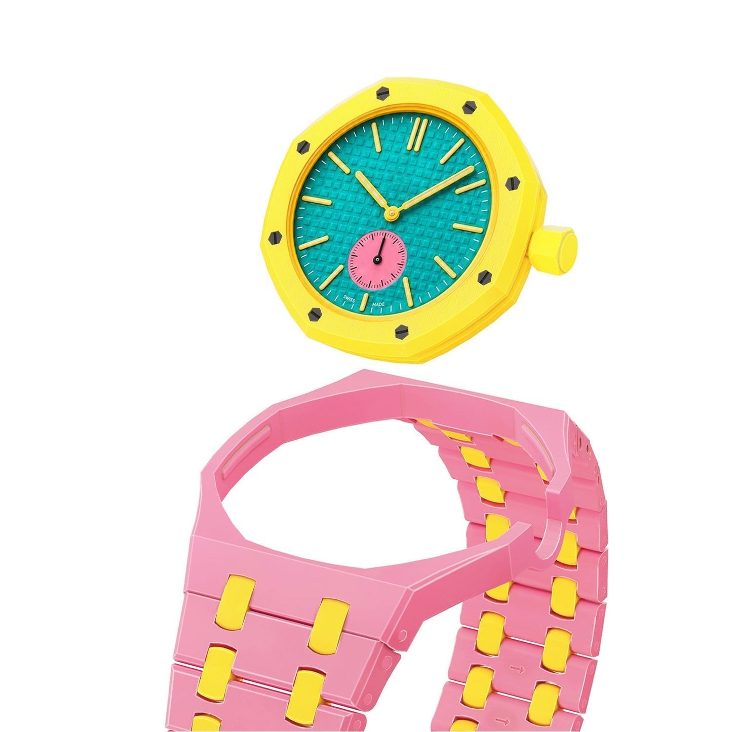 [Saipan]OAK POP EXCLUSIVE PINK AND YELLOW BIOCERAMIC STRAP