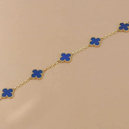 [Saipan]LUCKY CLOVER 5-MOTIF BRACELET - BLUE AGATE COLLECTION