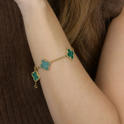 [Saipan]LUCKY CLOVER 5-MOTIF BRACELET - MALACHITE COLLECTION