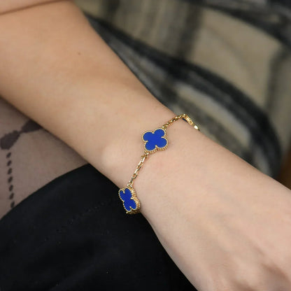 [Saipan]LUCKY CLOVER 5-MOTIF BRACELET - BLUE AGATE COLLECTION