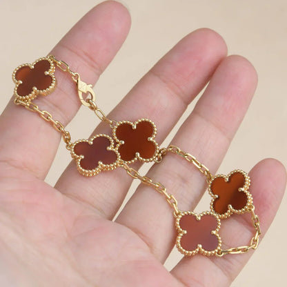 [Saipan]LUCKY CLOVER 5-MOTIF BRACELET - RED CARNELIAN COLLECTION