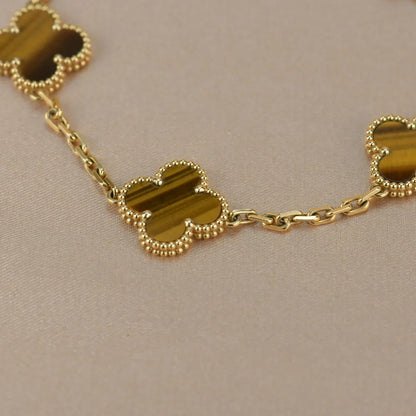 [Saipan]LUCKY CLOVER 5-MOTIF BRACELET -  TIGER’S EYE COLLECTION