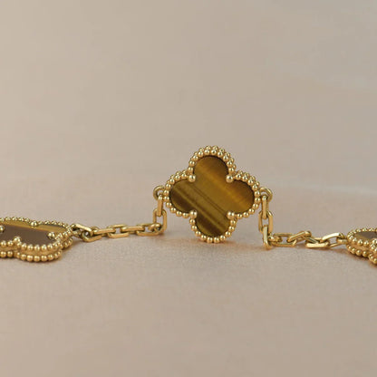 [Saipan]LUCKY CLOVER 5-MOTIF BRACELET -  TIGER’S EYE COLLECTION