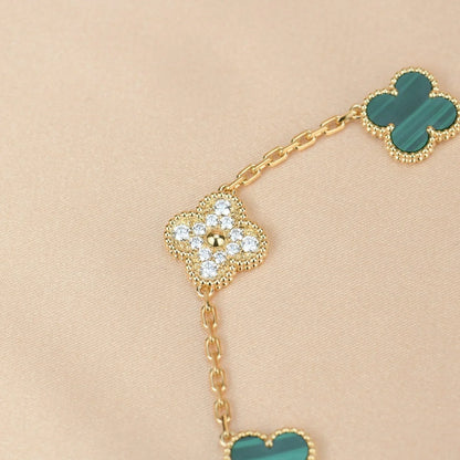 [Saipan]LUCKY CLOVER 5-MOTIF BRACELET - MALACHITE COLLECTION