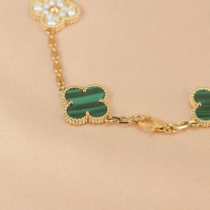 [Saipan]LUCKY CLOVER 5-MOTIF BRACELET - MALACHITE COLLECTION