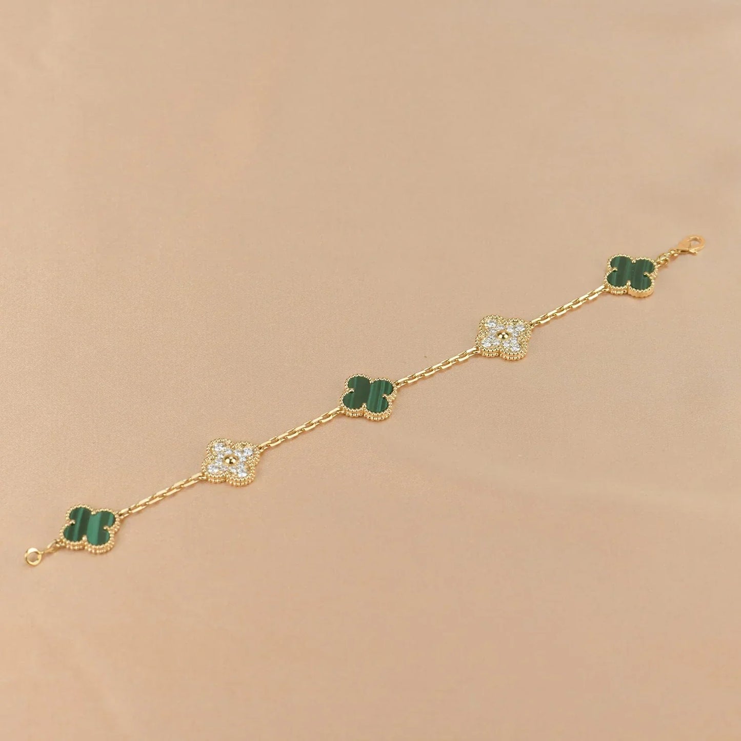[Saipan]LUCKY CLOVER 5-MOTIF BRACELET - MALACHITE COLLECTION